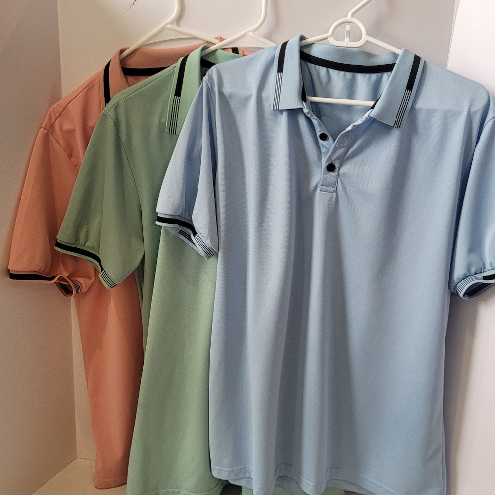 Stylish Polo Shirts in Blue, Green, and Pink